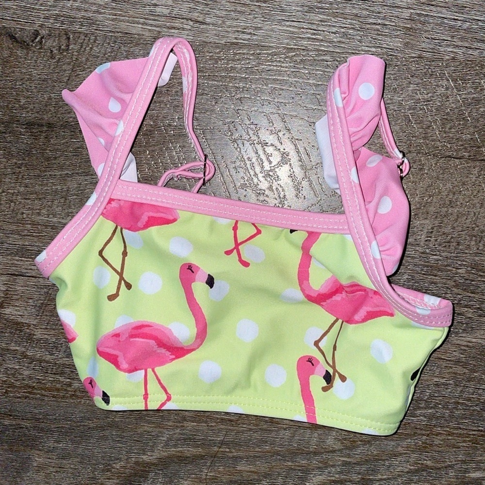 Pete + Lucy Fancy Flamingo Bikini Top Swim Suit size 0-6 months